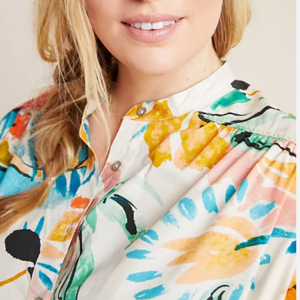 Anthropologie Crisanta Poplin Button Down Cotton Shirt - Picture 4 of 15